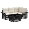 vidaXL Conjunto de Sof&aacute; de Jardim 5 unid. Preto e Branco Creme vime PE