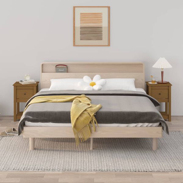 vidaXL Mesas de cabeceira 2pcs 40x35x61,5 cm pinho maci&ccedil;o castanho mel