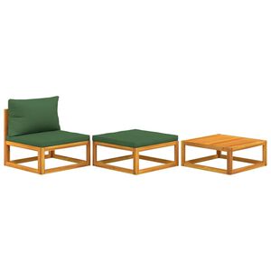 vidaXL 3 pcs conjunto lounge de jardim c/ almofad&otilde;es ac&aacute;cia maci&ccedil;a