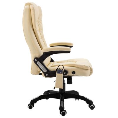 vidaXL Cadeira de escritório c/ função massagem couro artificial creme
