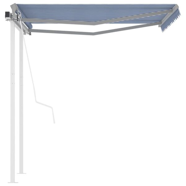 vidaXL Toldo retr&aacute;til autom&aacute;tico com postes 3,5x2,5 m azul e branco