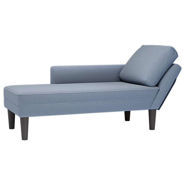 vidaXL Chaise lounge com almofada tecido corduroy azul