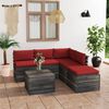 vidaXL 6 pcs conjunto lounge de paletes p/ jardim com almofad&otilde;es pinho