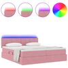vidaXL Cama com luzes de tira LED Rosa 180 x 200 cm Veludo