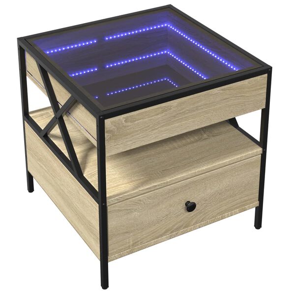 vidaXL Mesa de centro luzes LED Infinity 50x50x51 cm carvalho sonoma
