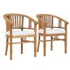 vidaXL Cadeiras de jardim c/ almofad&otilde;es 2 pcs madeira de teca maci&ccedil;a