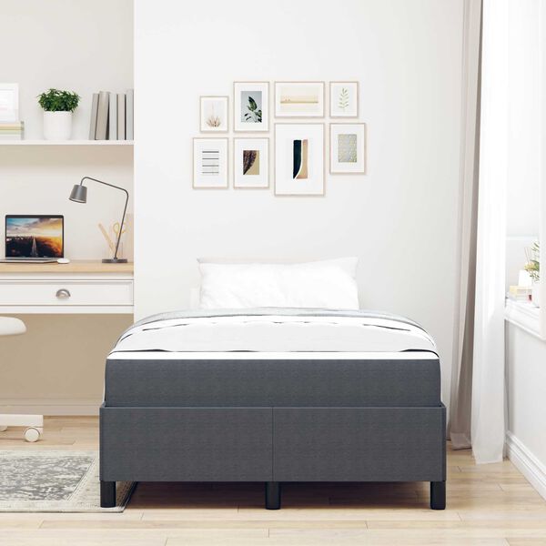 vidaXL Estrutura da Cama com colch&atilde;o Cinza Escuro 120 x 200 cm tecido
