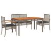 vidaXL 5 pcs conjunto de jantar p/ jardim c/ almofad&otilde;es vime PE cinza