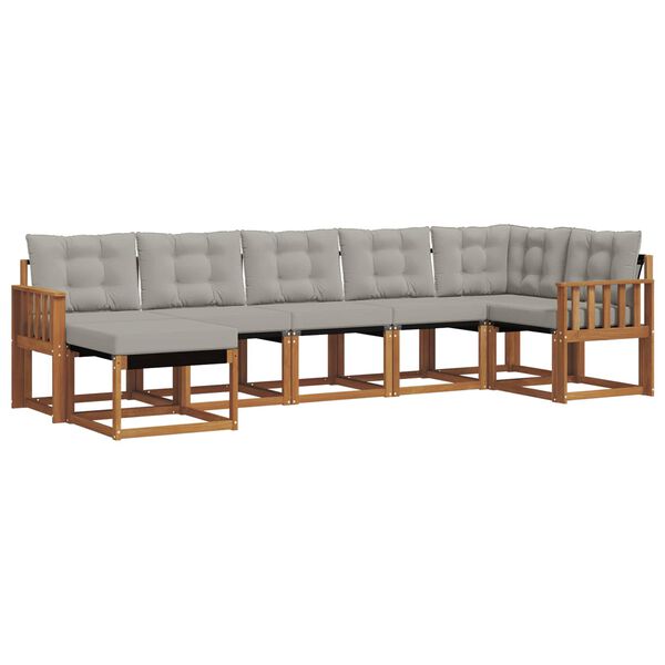 vidaXL Conjunto de Sof&aacute;s para Exterior 7 pcs Cinza Natural e Claro