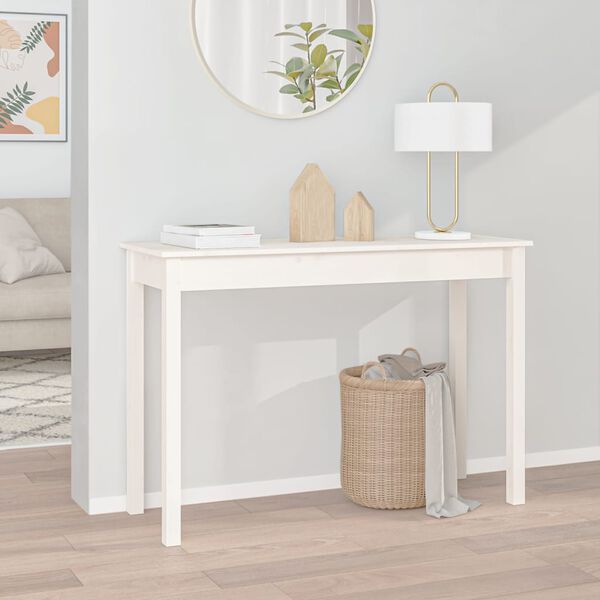 vidaXL Mesa consola 110x40x75 cm madeira de pinho maciça branco