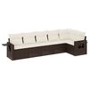 vidaXL 6 pcs conjunto de sof&aacute;s jardim c/ almofad&otilde;es vime PE castanho