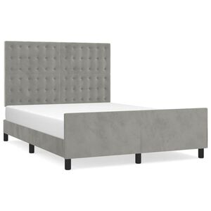 vidaXL Estrutura de cama sem colch&atilde;o 140x200 cm veludo cinzento-claro
