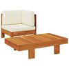 vidaXL 2 pcs conj. lounge de jardim c/ almofad&otilde;es branco nata ac&aacute;cia