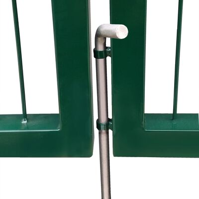 vidaXL Portão para cerca de jardim com postes 350x140 cm aço verde