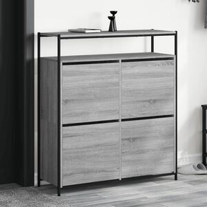 vidaXL Sapateira c/ 4 gavetas articuladas 100x34x112 cm cinza sonoma