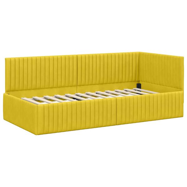 vidaXL Estrutura de Cama de Canto Amarelo 90 cm x 200 cm Veludo