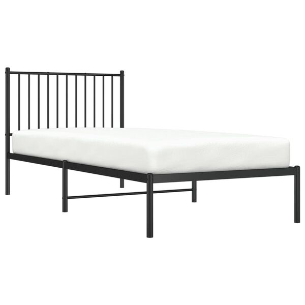 vidaXL Estrutura de cama com cabeceira 90x200 cm metal preto