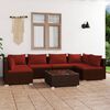 vidaXL 7 pcs conjunto lounge jardim c/ almofad&otilde;es vime PE castanho