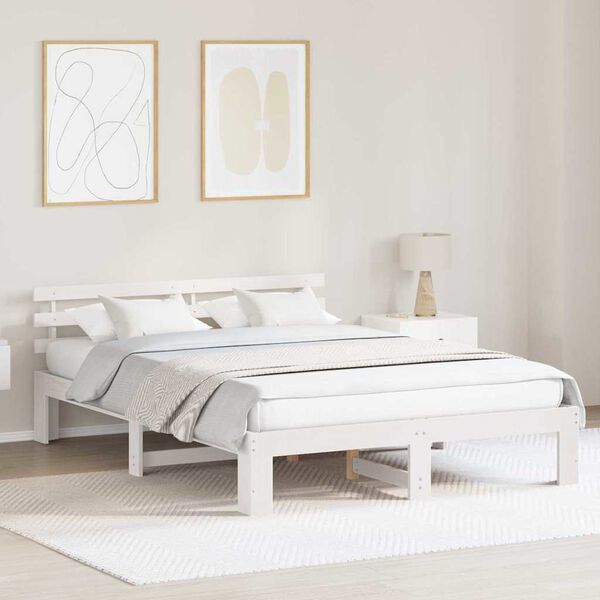 vidaXL Estrutura da Cama com cabeceira Branco 150 x 200 cm