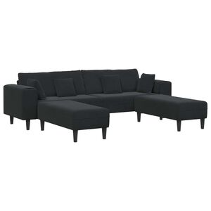 vidaXL Sof&aacute; com almofada 3 pcs Preto Veludo