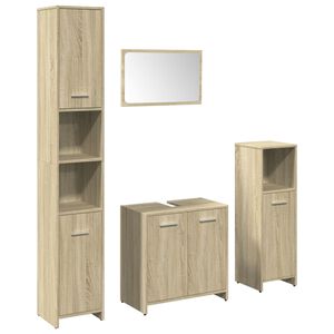 vidaXL 4 pcs conj. m&oacute;veis casa banho derivados madeira carvalho sonoma