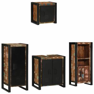 vidaXL Conjunto de M&oacute;veis para Banheiro 4 unid. Multicolorido e preto