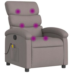 vidaXL Poltrona de massagens reclin&aacute;vel tecido cinzento-acastanhado