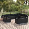 vidaXL 11 pcs conjunto lounge de jardim c/ almofad&otilde;es vime PE preto