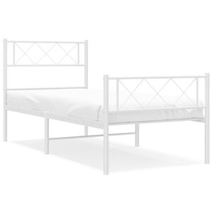 vidaXL Estrutura de cama com cabeceira e p&eacute;s 80x200 cm metal branco