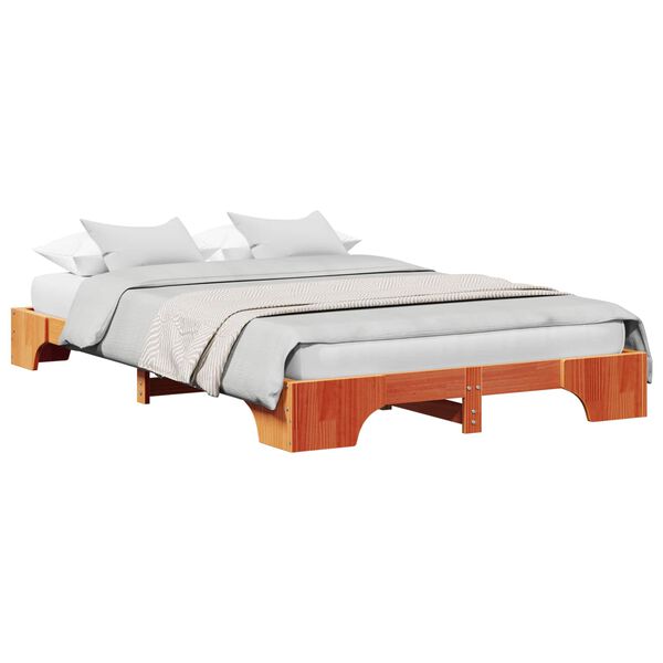 vidaXL Estrutura da Cama Marrom Cera 140 x 190 cm