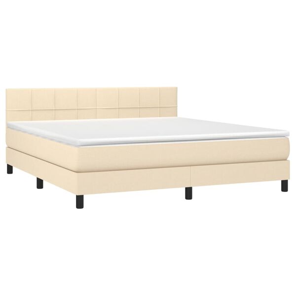 vidaXL Cama com molas/colch&atilde;o 160x200 cm tecido cor creme