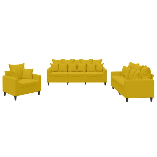 vidaXL 3 pcs conjunto de sofás com almofadões veludo amarelo