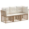 vidaXL Conjunto de Sof&aacute;s para Exterior 3 pcs Natural Poli&eacute;ster