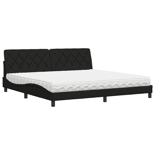 vidaXL Cama com colch&atilde;o 200x200 cm tecido preto
