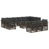vidaXL Conjunto de Sof&aacute; de Jardim 14 pcs Cinzento vime PE