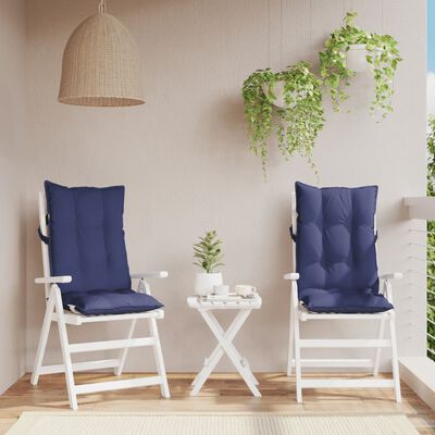 vidaXL Almofadões cadeira encosto alto 2pcs tecido oxford azul-marinho