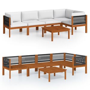 vidaXL Conjunto de 6 pe&ccedil;as para jardim com almofadas, creme, 63x63 cm