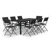 vidaXL 9 pcs conjunto de jantar para jardim cinzento e preto