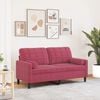 vidaXL Sofá 2 lug. + almofadas decorativas 140cm veludo vermelho tinto