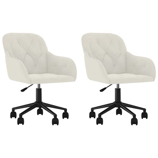 vidaXL Cadeiras de jantar girat&oacute;rias 2 pcs veludo cor creme