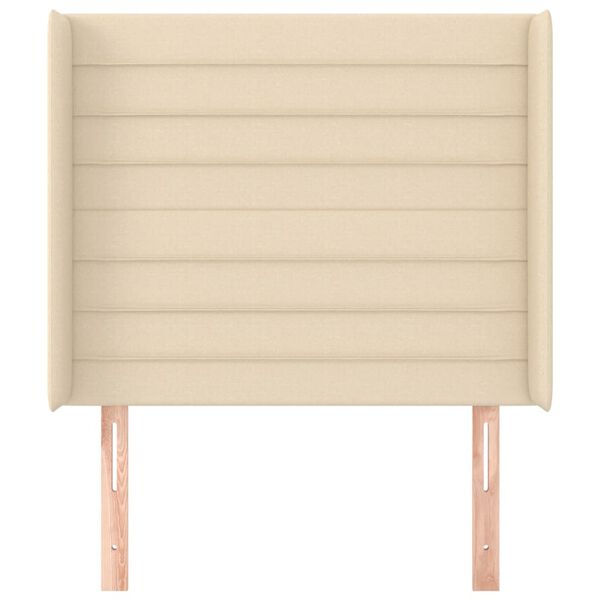 vidaXL Cabeceira de cama c/ abas tecido 93x16x118/128 cm creme