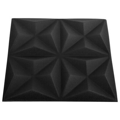 vidaXL Painéis de parede 3D 12 pcs 50x50 cm 3 m² origami preto