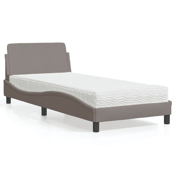 vidaXL Cama com colch&atilde;o Dover 90x200 cm tecido cinzento-acastanhado
