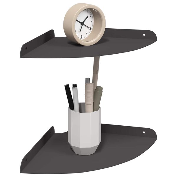 vidaXL Prateleira de Parede com prateleira 2 pcs Preto 24 x 24 x 2 cm