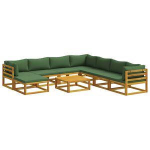 vidaXL Conjunto de Sof&aacute;s 9 unid. Natural Madeira S&oacute;lida de Ac&aacute;cia