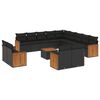 vidaXL 14 pcs conjunto de sof&aacute;s p/ jardim c/ almofad&otilde;es vime PE preto