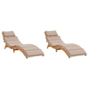 vidaXL Espregui&ccedil;adeiras c/ almofad&otilde;es 2 pcs ac&aacute;cia cinza-acastanhado