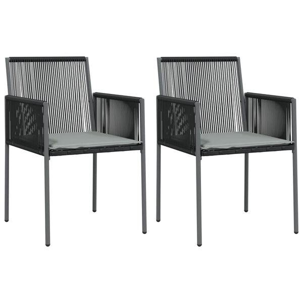 vidaXL Cadeiras jardim c/ almofadões 2pcs 54x60,5x83,5cm vime PE preto