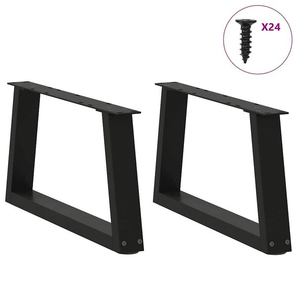 vidaXL P&eacute;s para mesa de centro em V, 2 pe&ccedil;as, preto, 70x(30-31,3) cm, a&ccedil;o