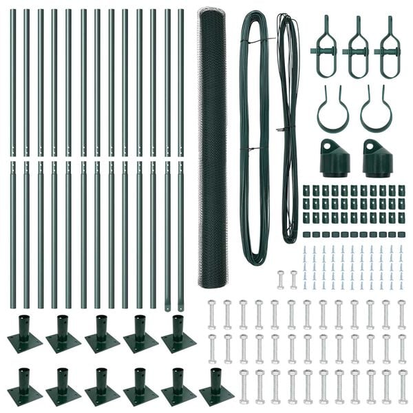 vidaXL Poste de Cerca Verde 25 x 1,6 m (malha de 25 mm) A&ccedil;o e PVC